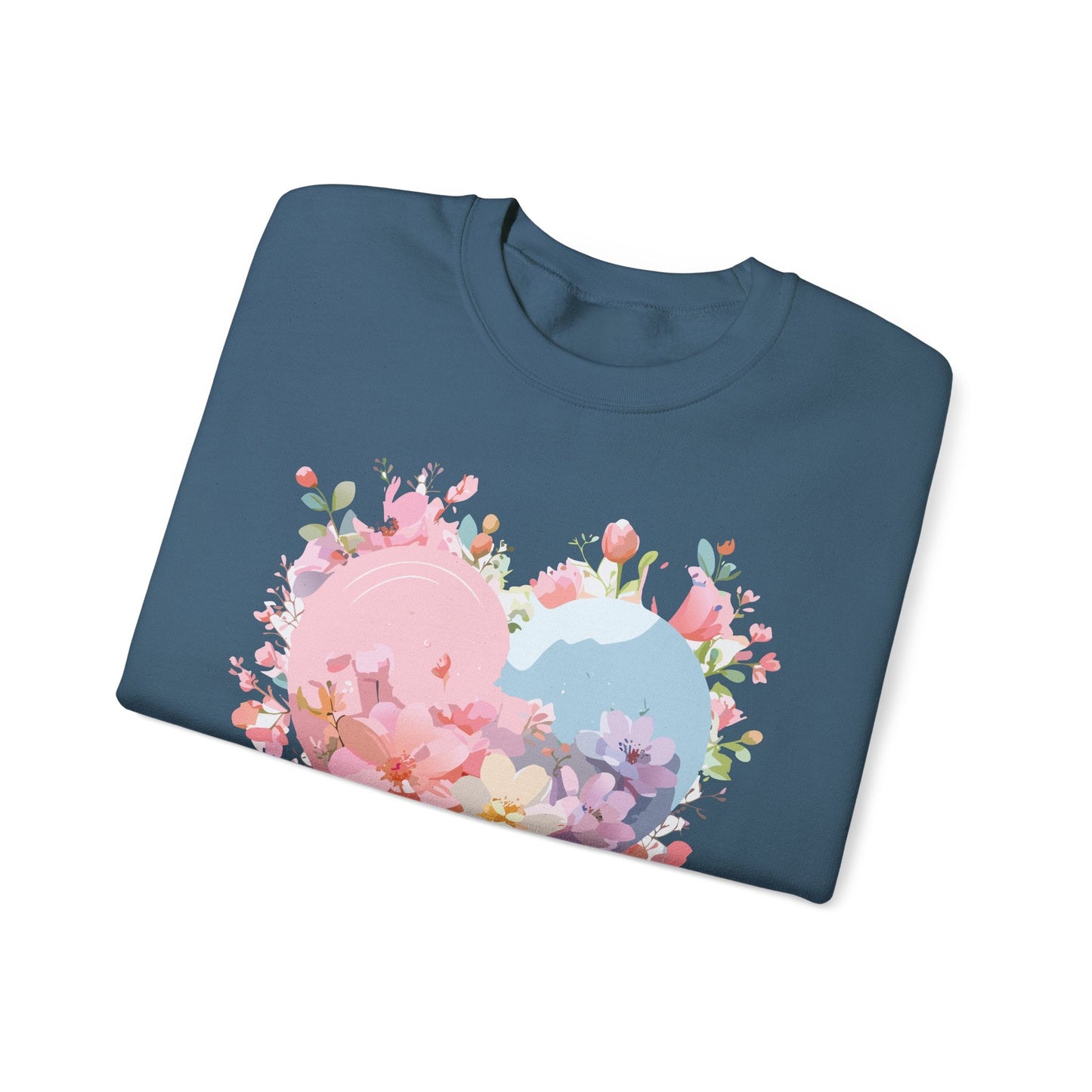 Floral Heart Sweatshirt Unisex Valentine Day Crewneck Gildan 18000 Heavy Blend Winter Wear