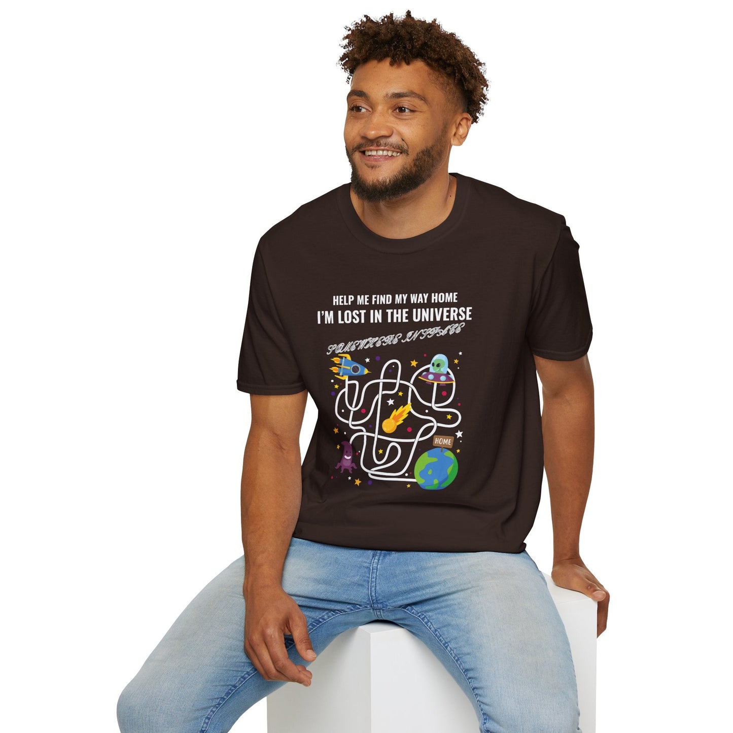 Lost in the Universe Maze TShirt Unisex Cotton Funny Space Puzzle Tee