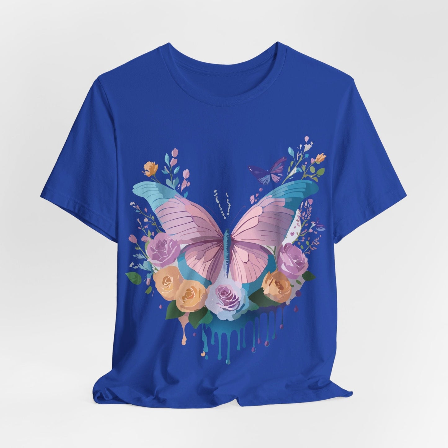 Butterfly Graphic Unisex 100 Cotton Lightweight Vintage Floral Design Jersey Tee 37