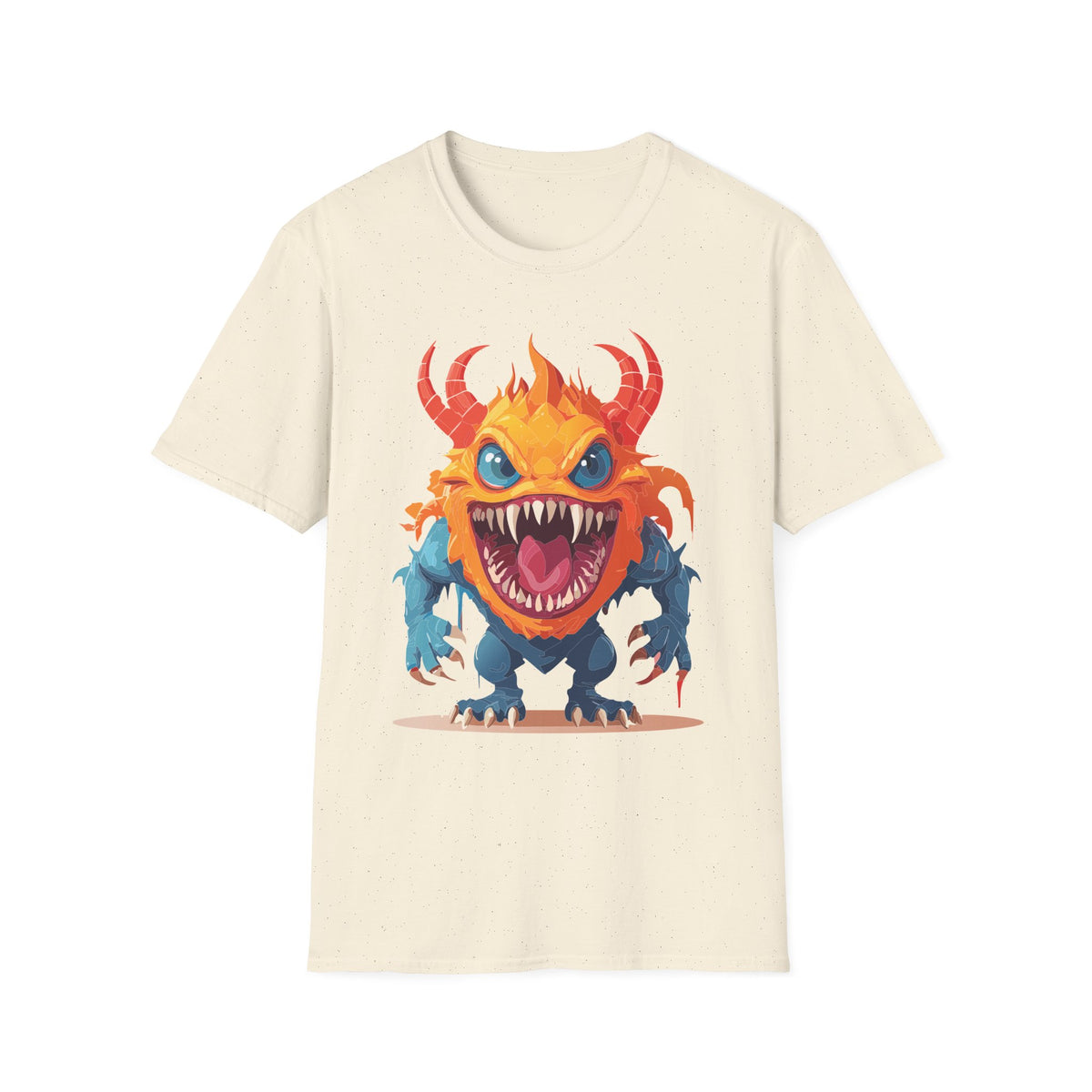 Monster T-Shirt — Colorful Fierce Creature Cartoon Graphic Tee Unisex 100 Cotton Gildan T-Shirt