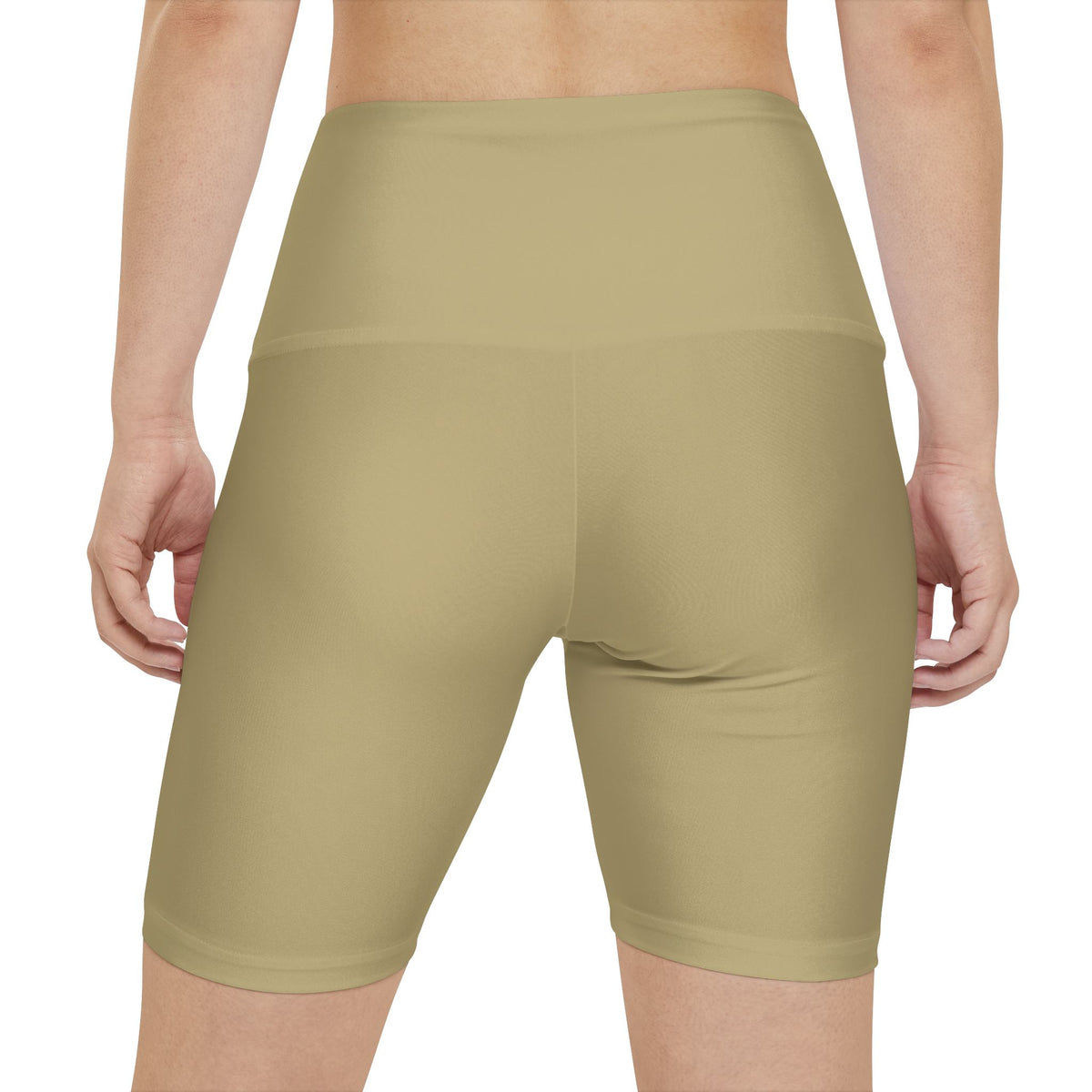 Summer Sand Khaki Neutral Sand Women's Workout Shorts — High-Waist Fitness Biker Shorts