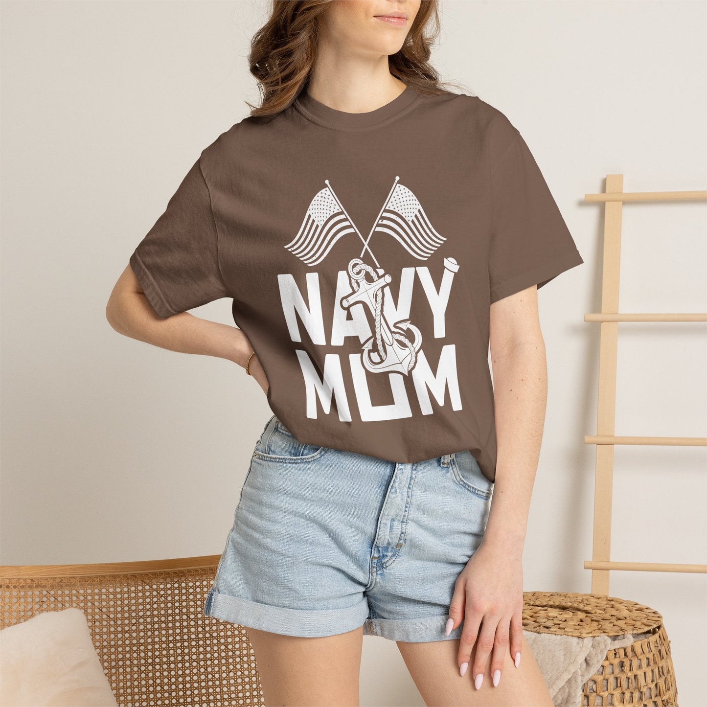Navy Mom T-shirt Mother's Day Mama Tee Unisex Comfort Colors Garment-Dyed Cotton h20