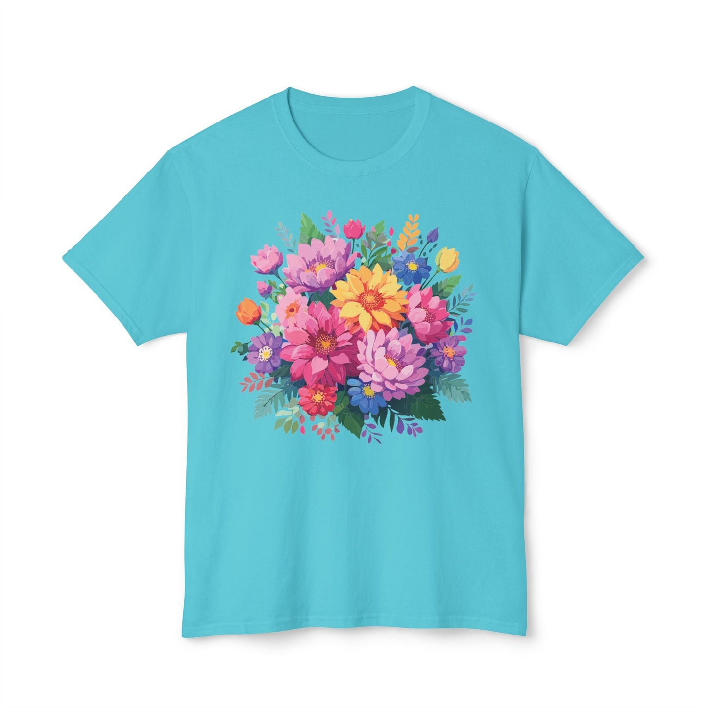 Unisex Floral T Shirt With Full Color Art Print Made In USA 100 Percent Cotton Breathable