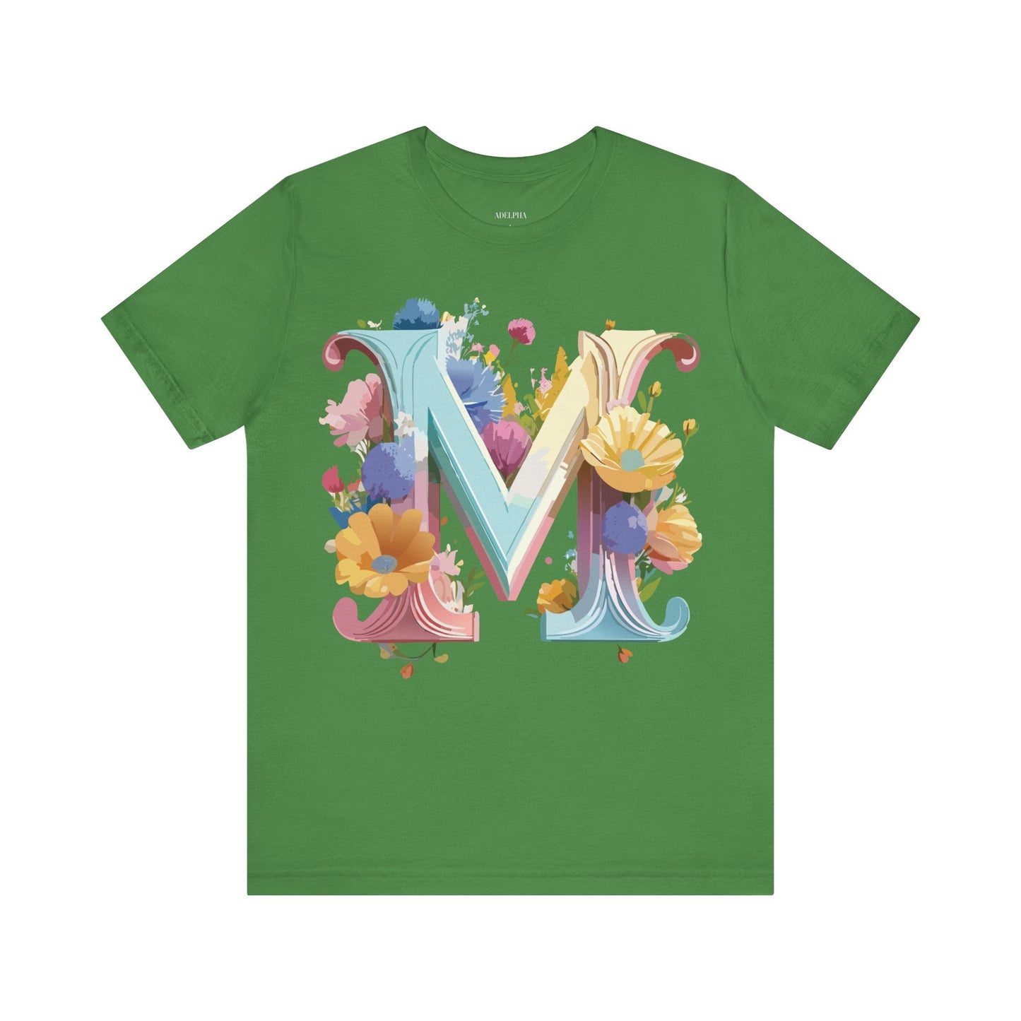 Letter M Shirt Unisex Graphic Tee Vintage Inspired Artwork Adelpha Short Sleeve Collection