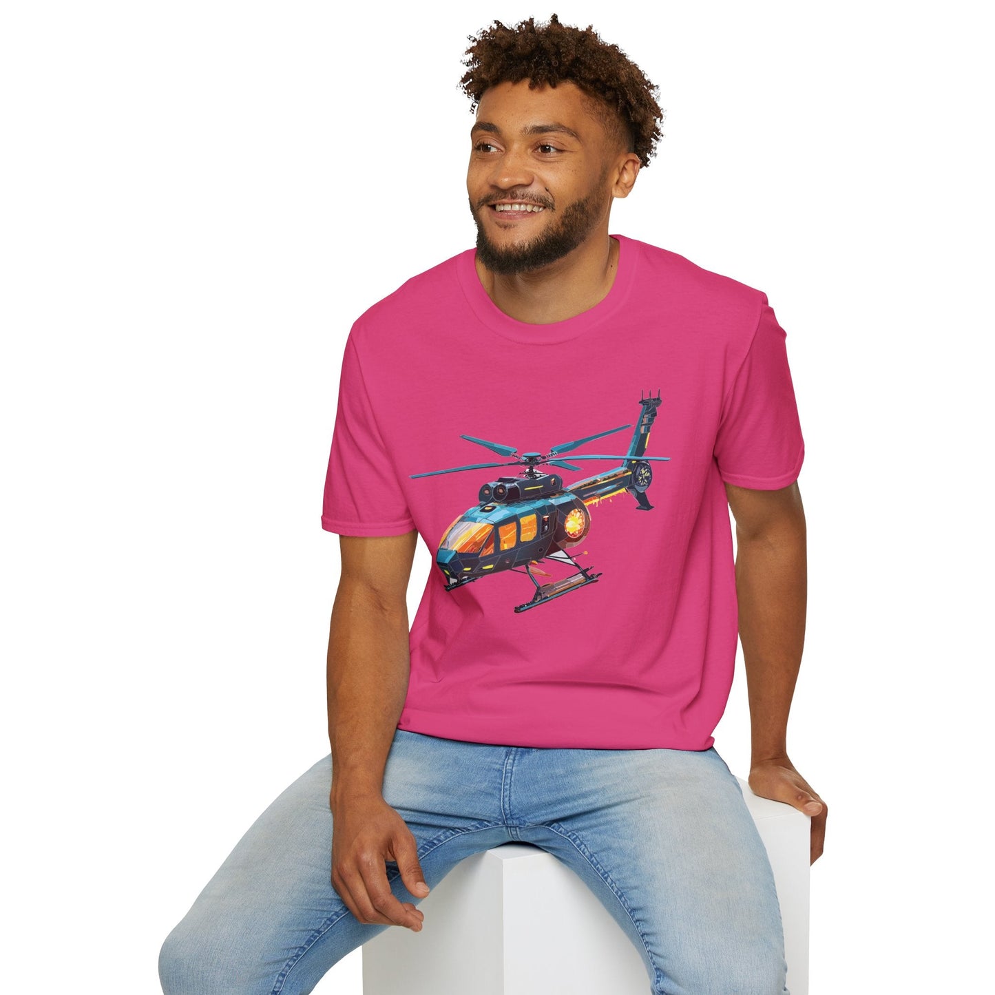 Chopper Helicopter Graphic Unisex Cotton Softstyle Short Sleeve Tee 1