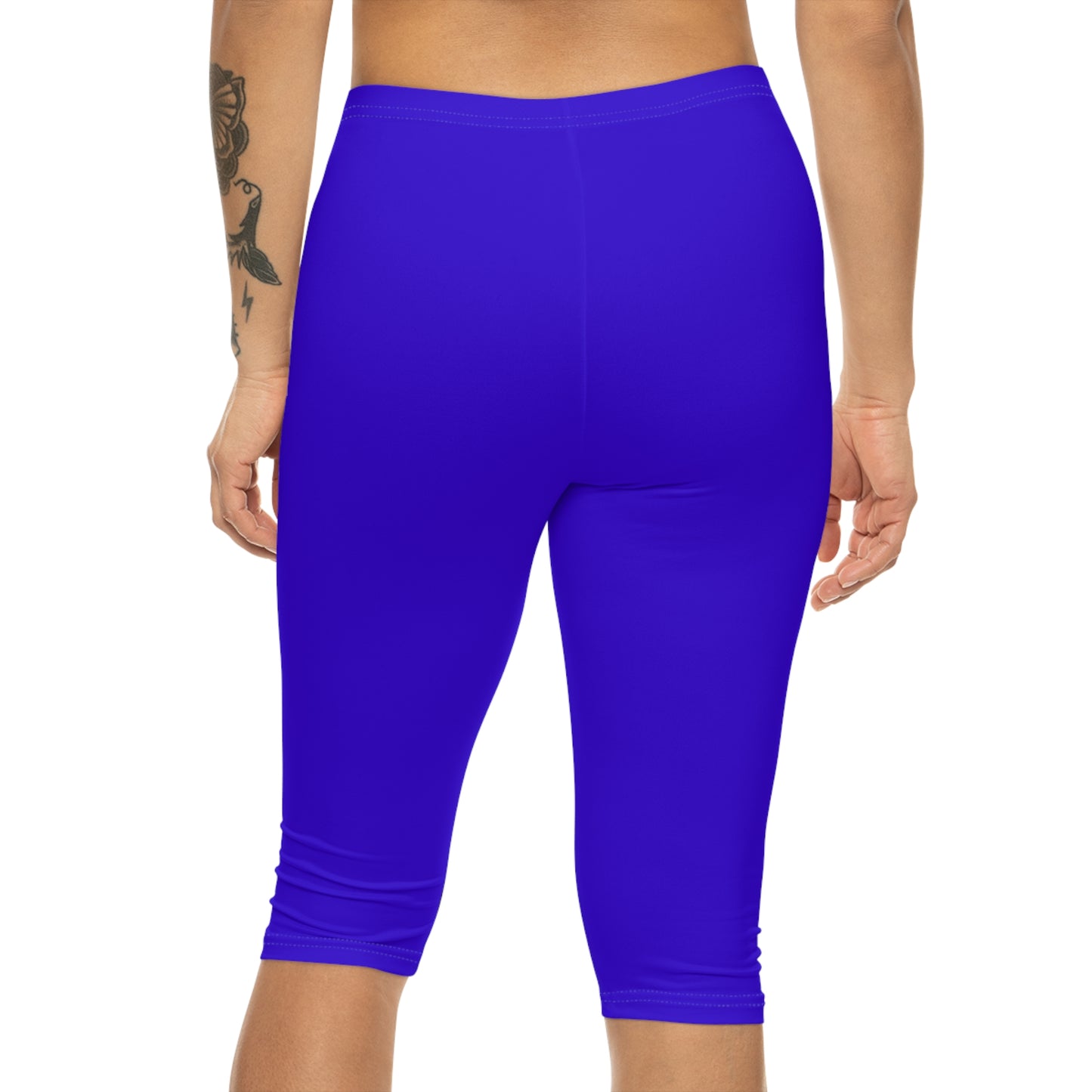 Ultrasonic Blue Color Women's Brushed Suede Poly Span Casual Capri Leggings XS-2XL