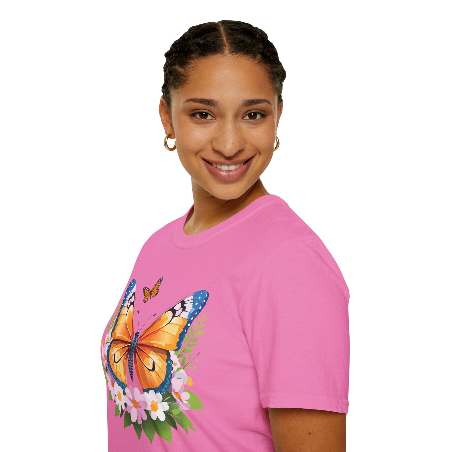 Butterfly Shirt Unisex Cotton Tee Monarch Butterfly Design Gildan Softstyle 64000 Short Sleeve