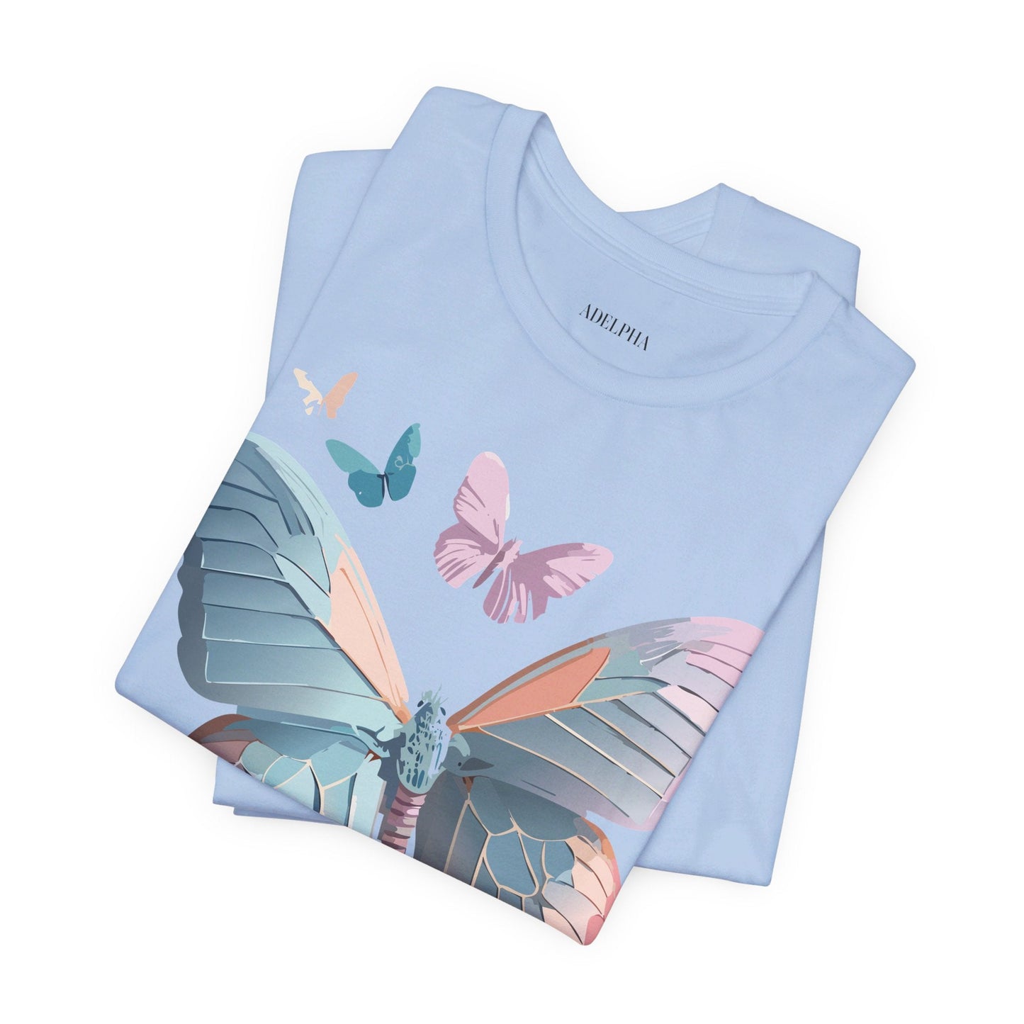 Butterfly Graphic Short Sleeve Tee Unisex Vintage Art Shirt By Adelpha