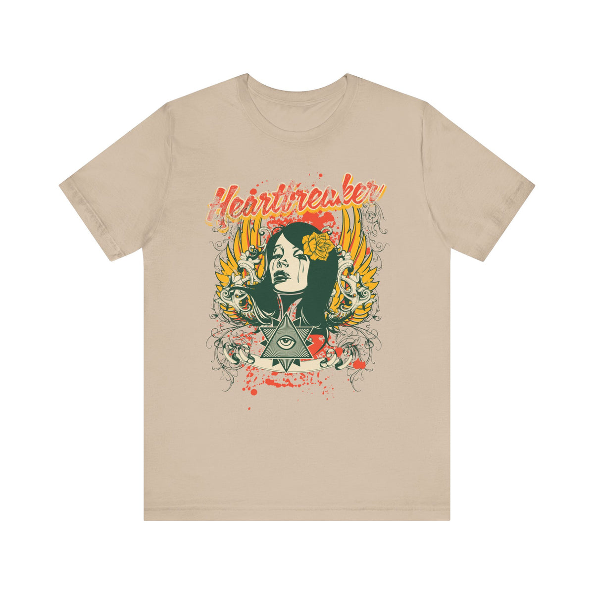 Heartbreaker Illustration Tee Retro Femme Portrait Floral Skull Graphic T-Shirt