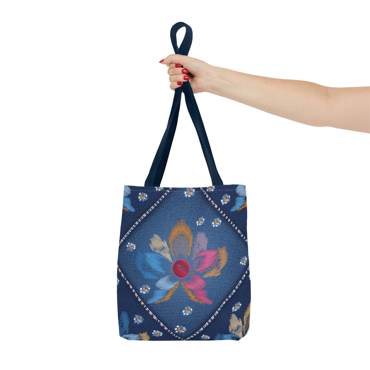Denim Fabric Imitation Print Unisex Canvas Bag Poly Spun 3 Sizes Tote Bag 159-14