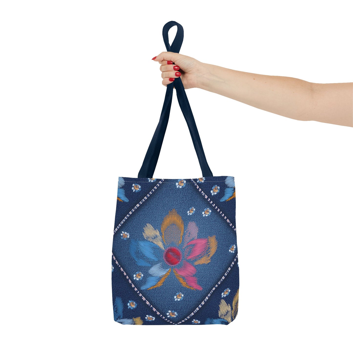 Denim Fabric Imitation Print Unisex Canvas Bag Poly Spun 3 Sizes Tote Bag 172