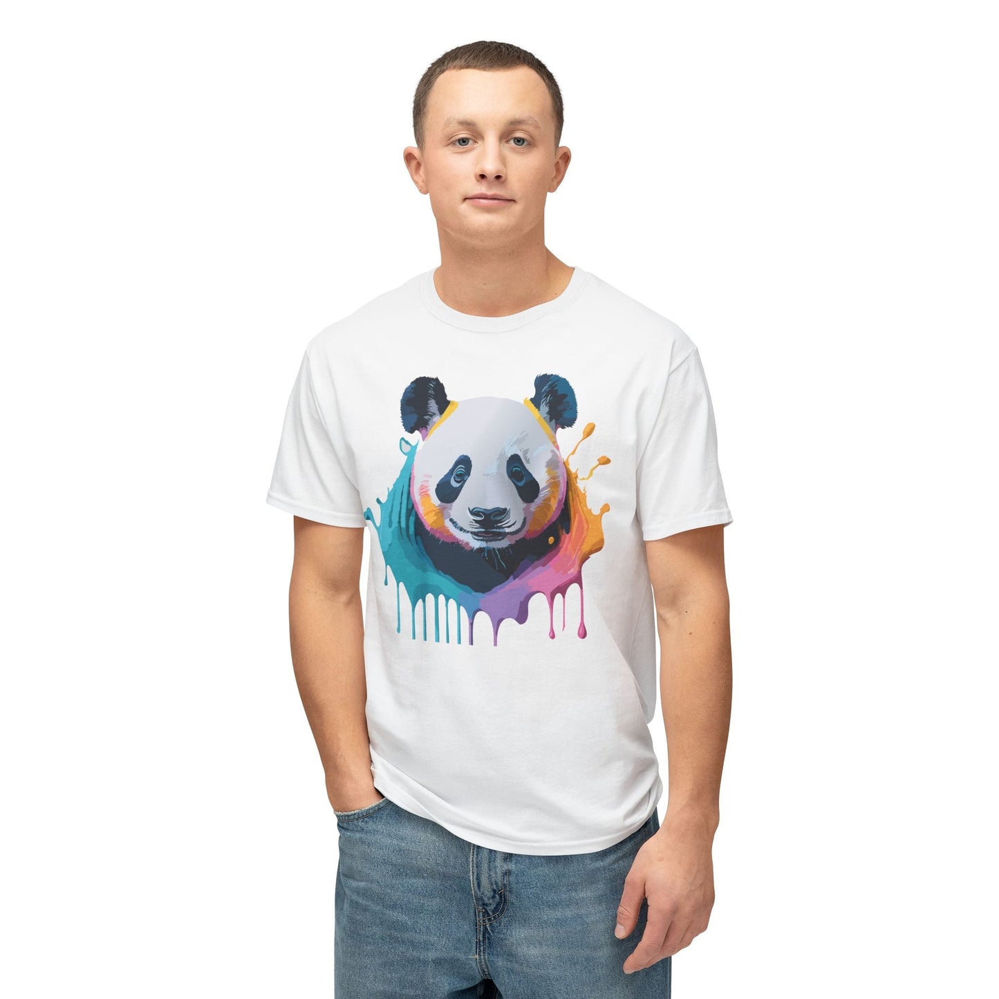Unisex HD Cotton Panda T Shirt With Full Color Panda Art Print Made In USA Premium Fit For All Sizes
