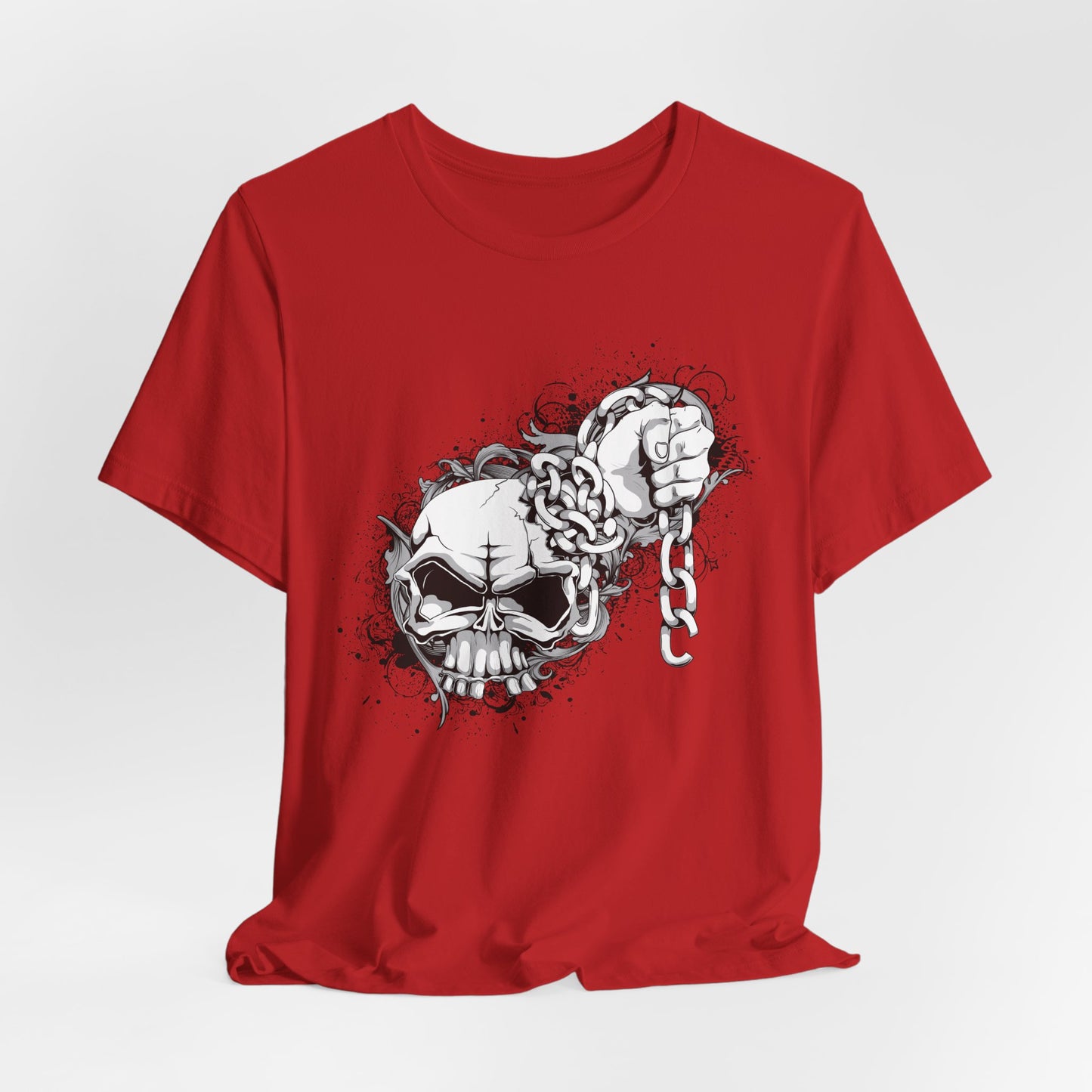 Chain Skull Graphic Design Tee, Skull Shirt, Vintage Tees, Art Design T-Shirt, Vintage Graphic Tee, Art Shirts with Skulls