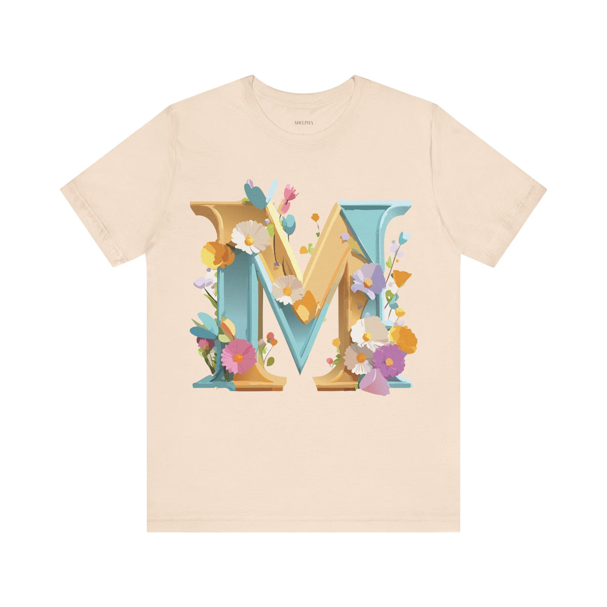 Letter M Graphic Unisex Cotton Bella+Canvas Tee with Art Letter Design