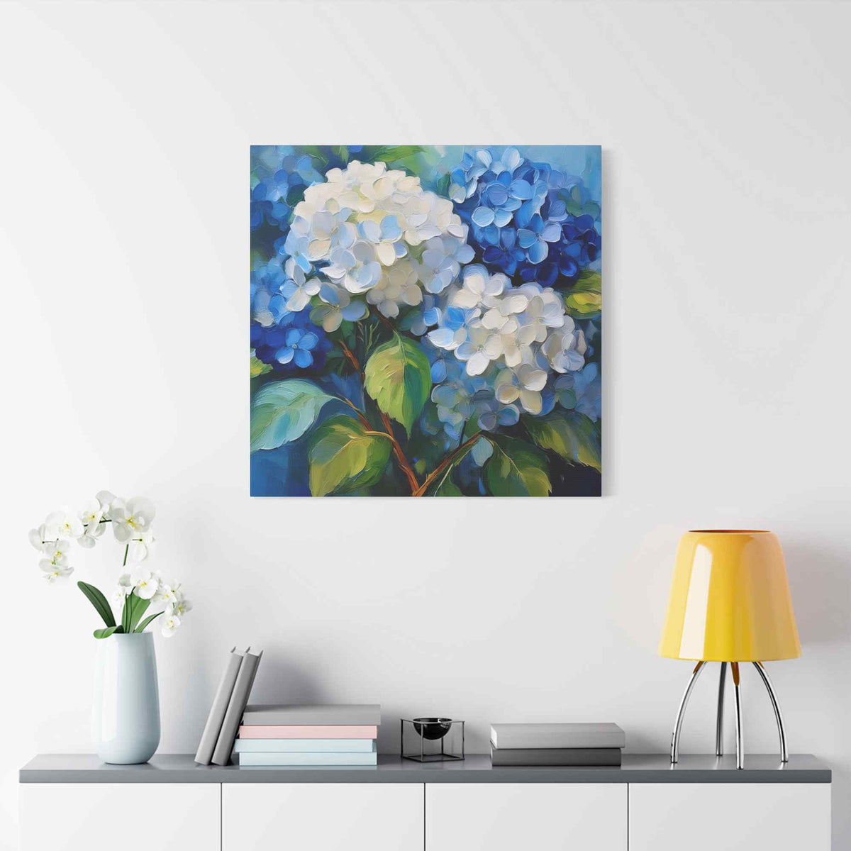 Hydrangeas Print Canvas, Flowers Oil Paint Print 20x20, 24x24, 30x30, 32x32, 36x36, Floral Art Design Print Non-Frame MC-31
