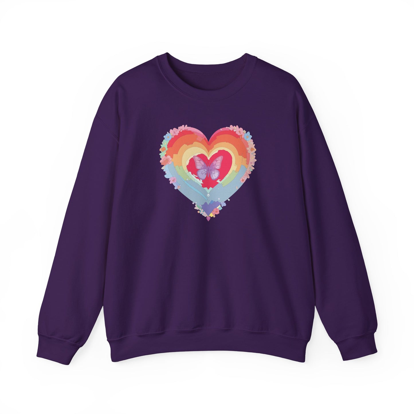 Rainbow Heart Sweatshirt, Floral Heart Sweatshirt, Floral Love Sweatshirt, Valentine's Day Sweatshirt, Rainbow Heart Floral Sweatshirt 116