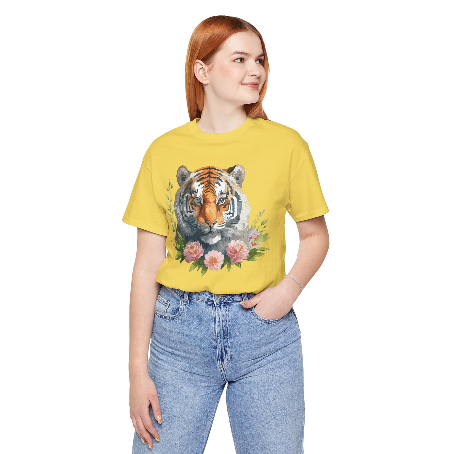Floral Tiger Shirt, Animal Shirt, Tiger Tee, Unisex Tee, Floral T-shirt, T-Shirt with Animal