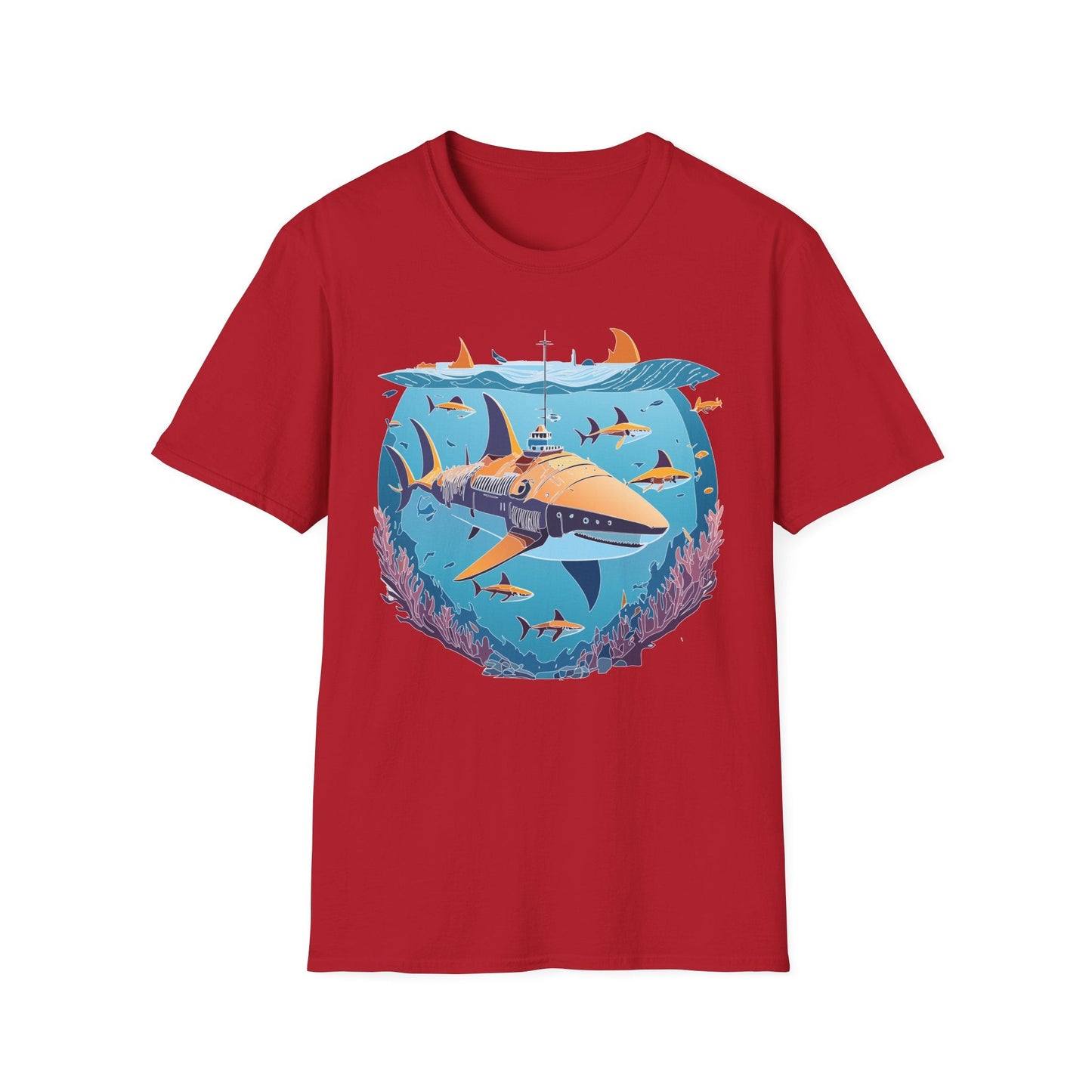 Ocean Tee Shirt Unisex Softstyle Cotton Tee 4.5 Oz Lightweight U Boat Theme Design