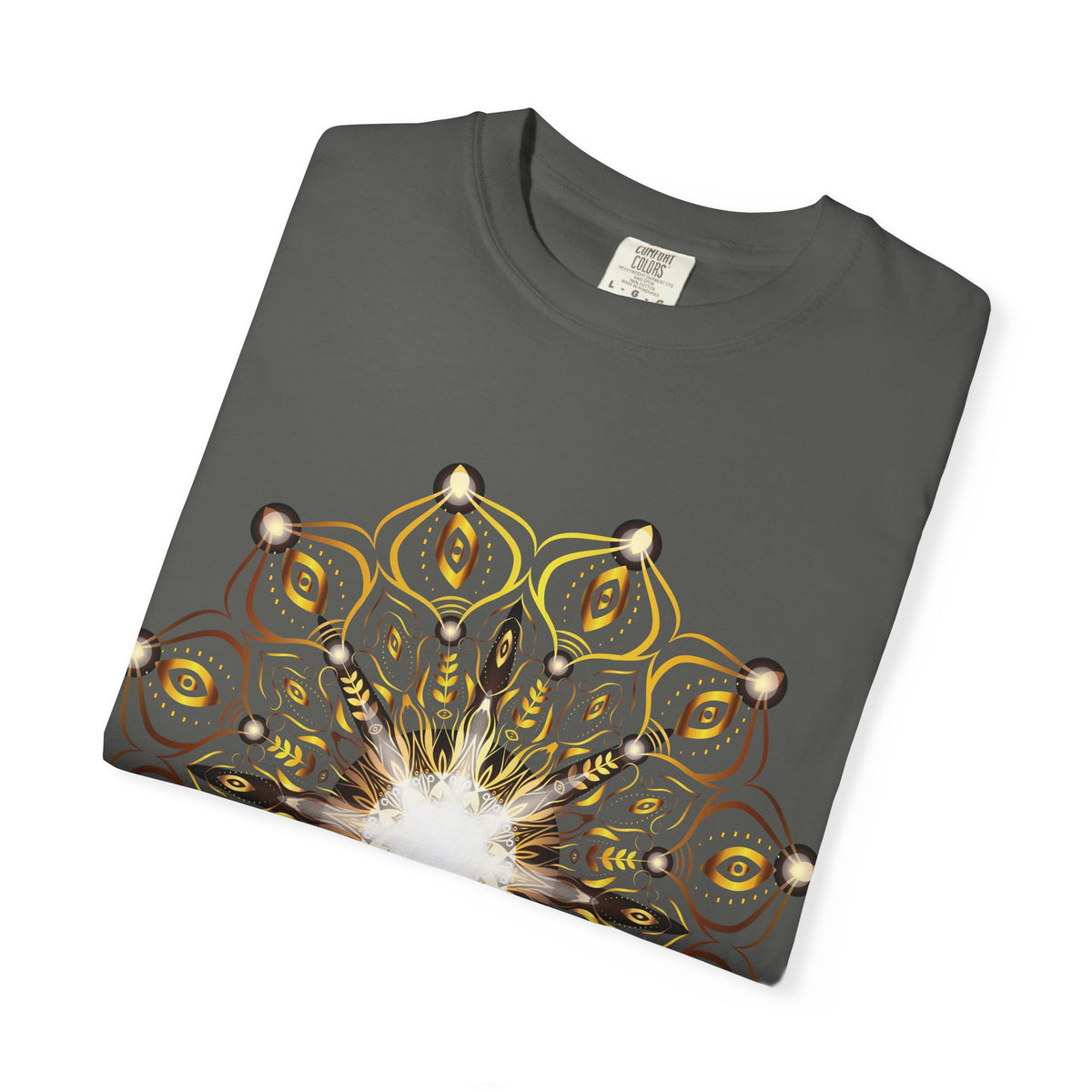 Unisex Garment Dyed Cotton T-Shirt with Mandala Graphic Design