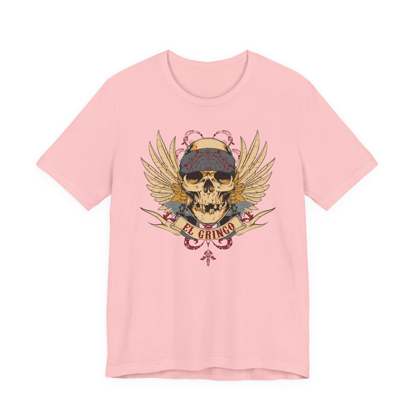 El Gringo Skull with Wings T-Shirt Vintage Tattoo Style Art-53