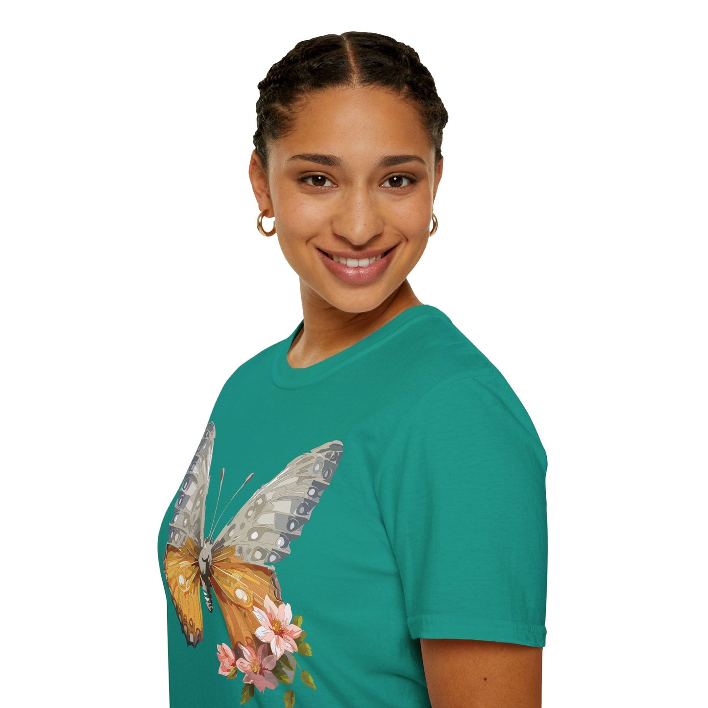 Unisex Butterfly T Shirt Monarch Print Softstyle Cotton Tee Gildan 64000 Lightweight Comfort