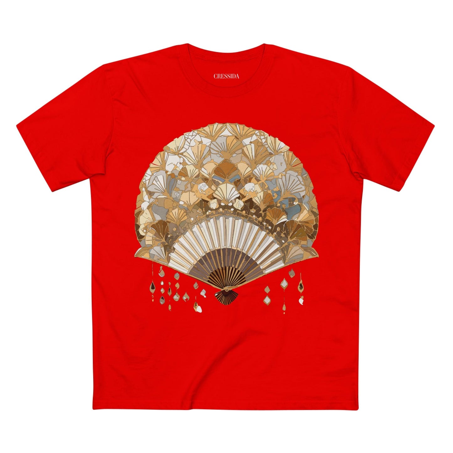 Antique Fan Graphic Design T-Shirt Unisex 100 Cotton Floral Carnival Artwork Tee 10