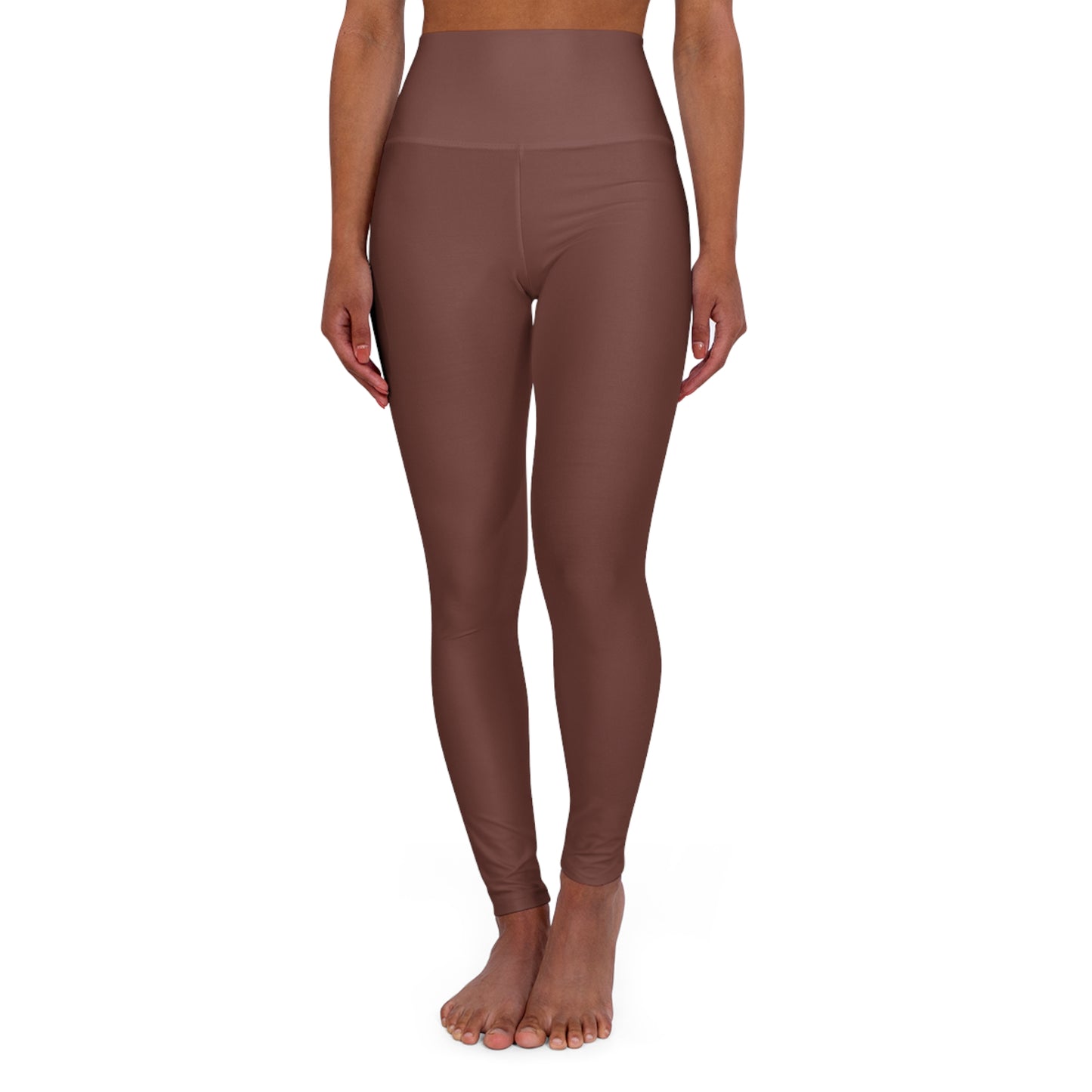 High-Waist Saddle Brown Yoga Leggings Women Poly-Span Seamless Chocolate Activewear