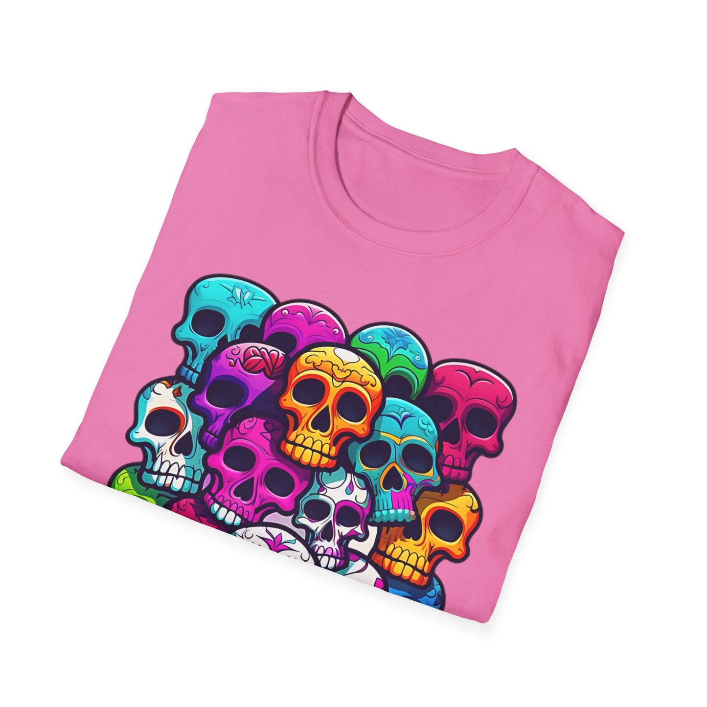 Unisex Skull Tee Shirt With Skeleton Design Gildan Softstyle 64000 100 Percent Ring Spun Cotton