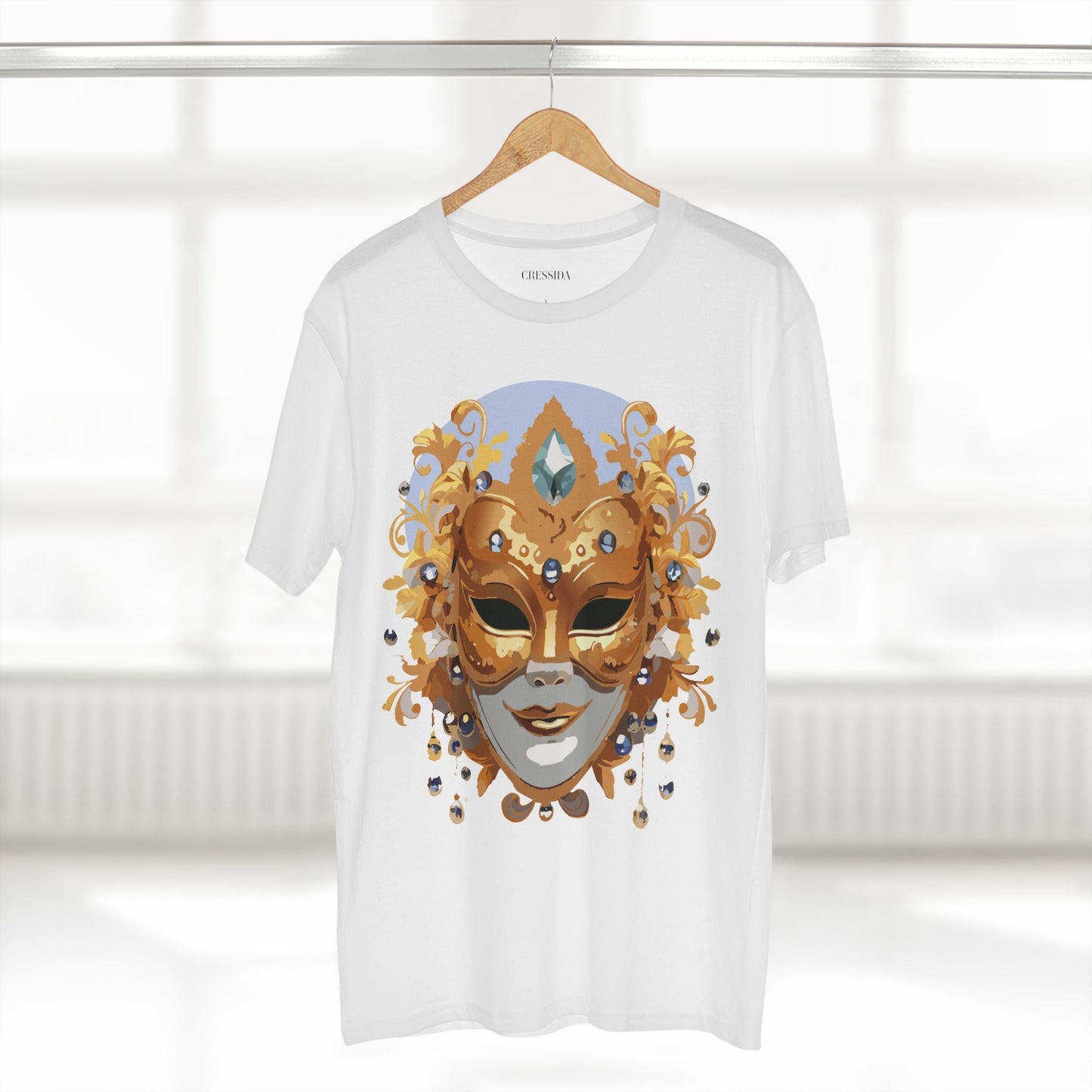 Carnival Mask Graphic T-Shirt Unisex 100 Cotton With Antique Gold Art Design Tee 1