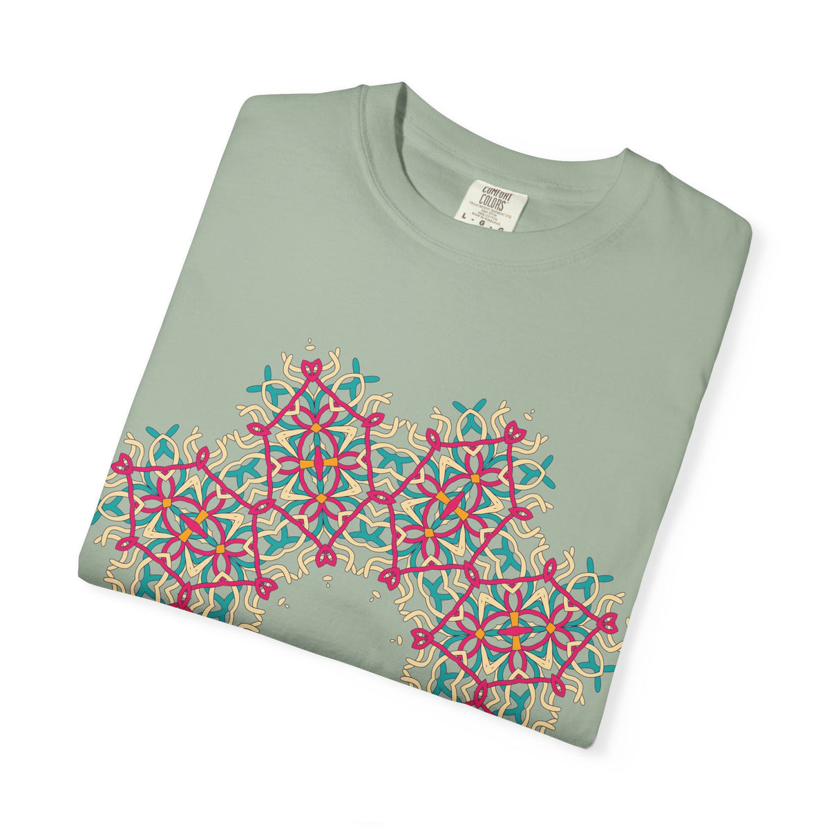 Unisex Garment Dyed Cotton T-Shirt with Mandala Graphic Design