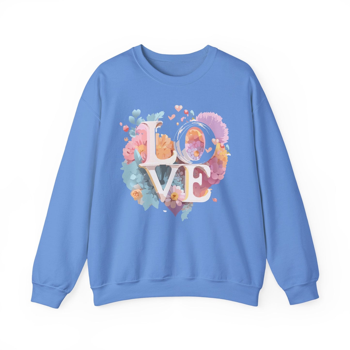 Floral Love Sweatshirt For Valentines Day Unisex Crewneck 50 50 Cotton Polyester Gildan 18000