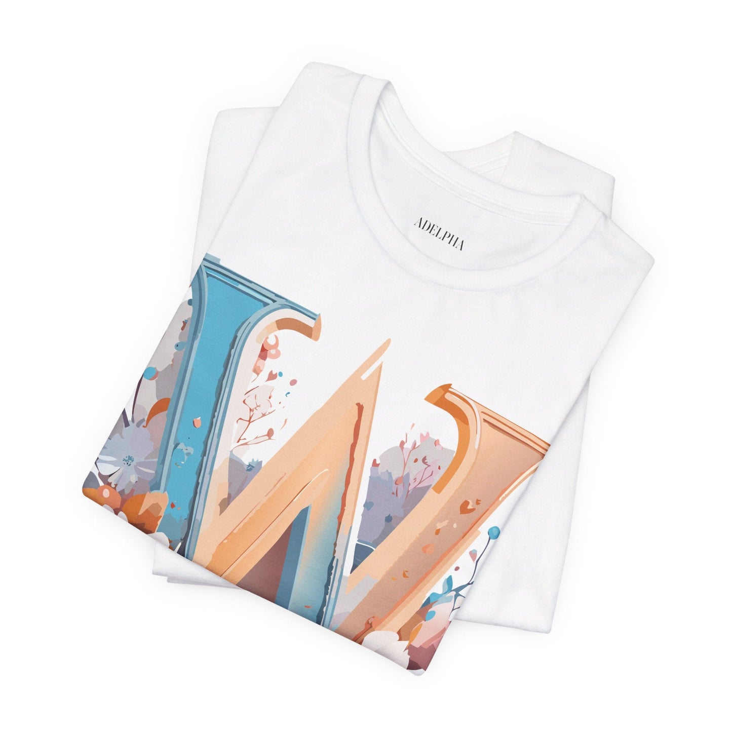 Letter W Graphic Tee Unisex Vintage Inspired Art Design Short Sleeve