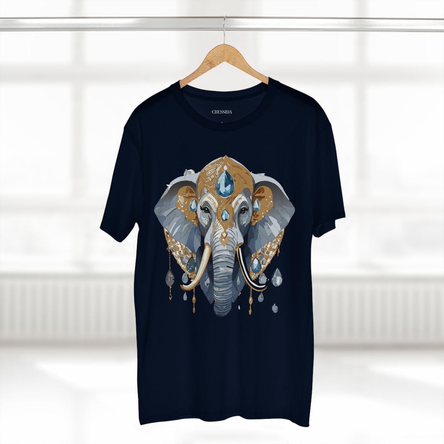 Elephant Graphic Unisex 100 Cotton Tee With Unique Animal Golden Medallion Art Design 36