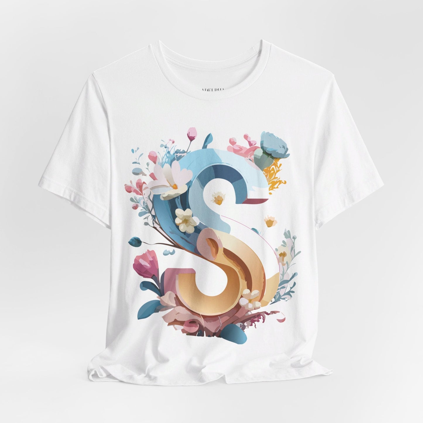 Letter S Shirt Graphic Tee Unisex Short Sleeve Vintage Inspired Adelpha Art Design