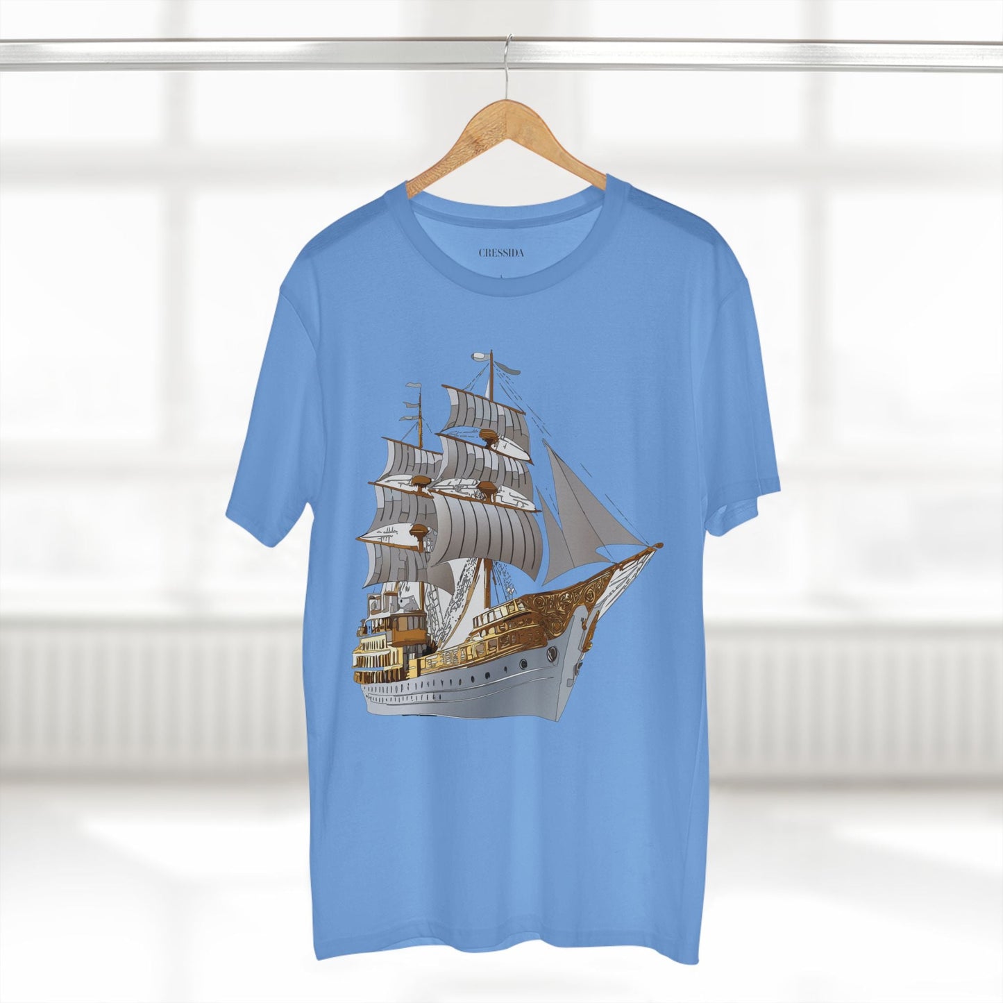 Ship Graphic Unisex 100 Cotton T-Shirt with Gold Frigate Art Design 5