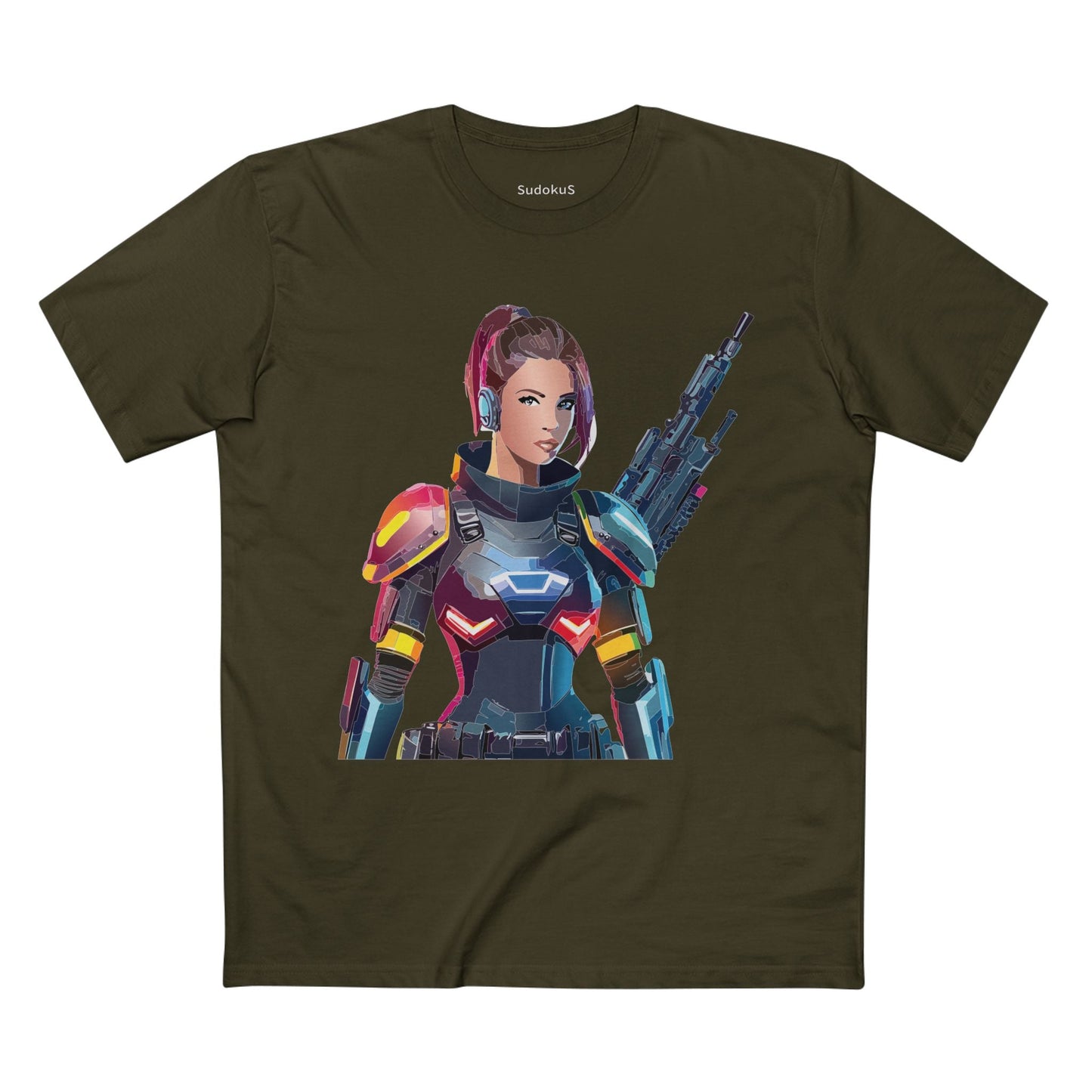 Army-woman Graphic Unisex 100 Cotton Staple Tee 22