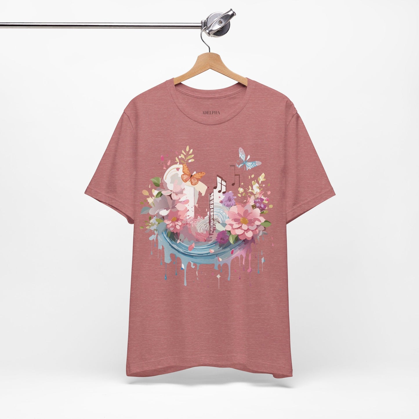 Music Graphic Unisex 100 Cotton Vintage Art with Musical Elements Tee 122