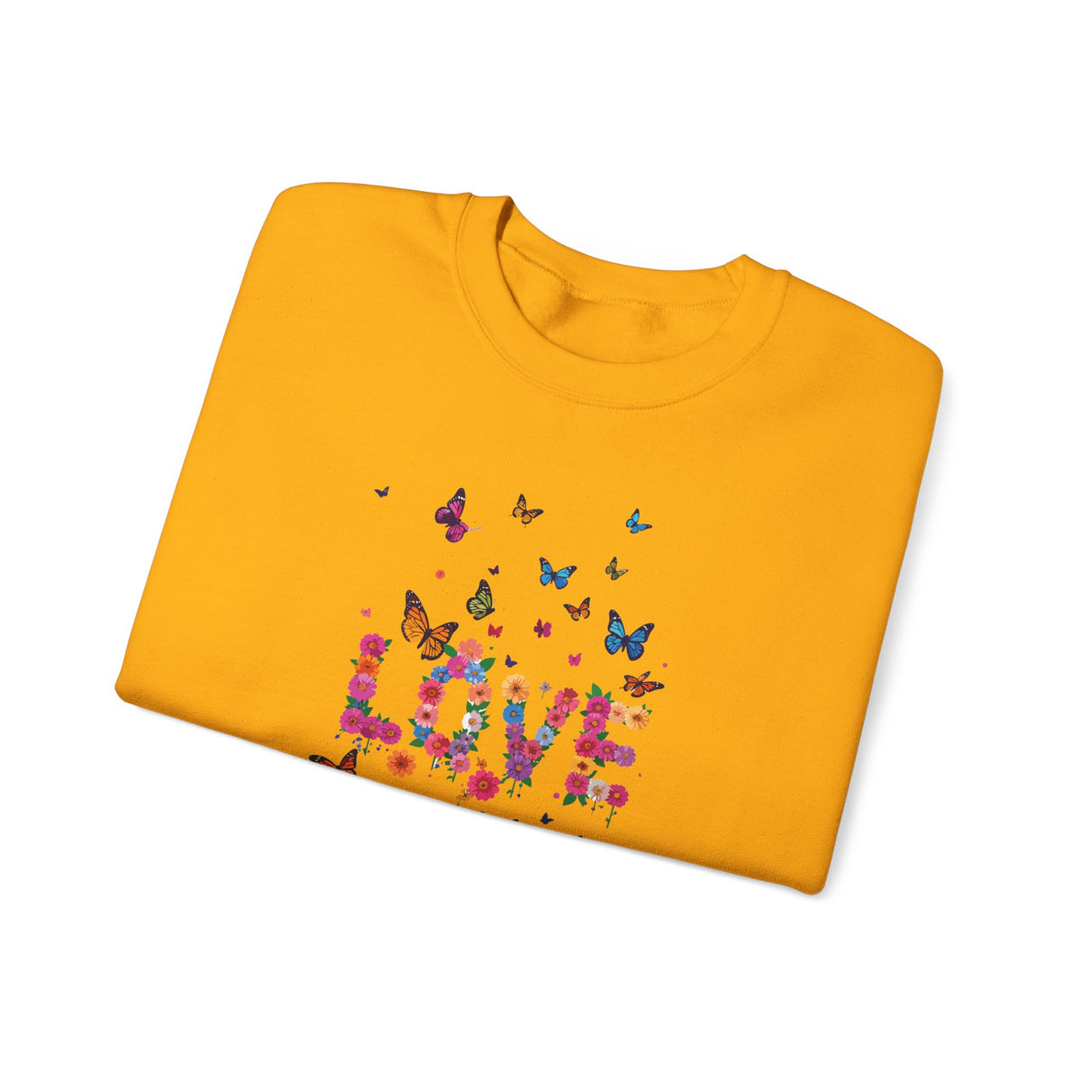 Unisex Floral Love Sweatshirt, Love Floral Sweatshirt, Floral Butterfly Sweatshirt, 50/50 Cotton-Poly Valentine's Day Sweatshirt 08