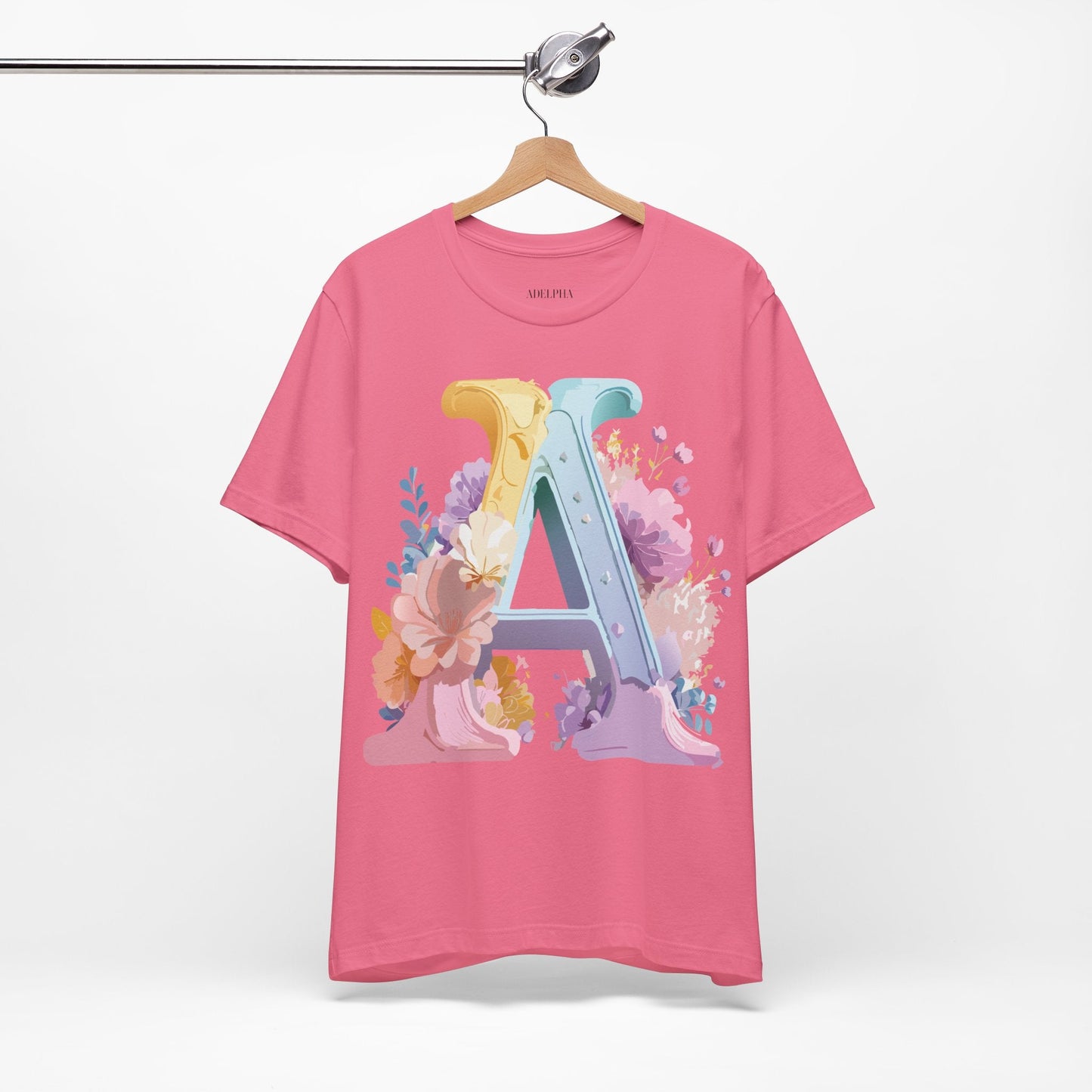Letter A Graphic Tee Unisex Short Sleeve Shirt Vintage Inspired Artwork By Adelpha