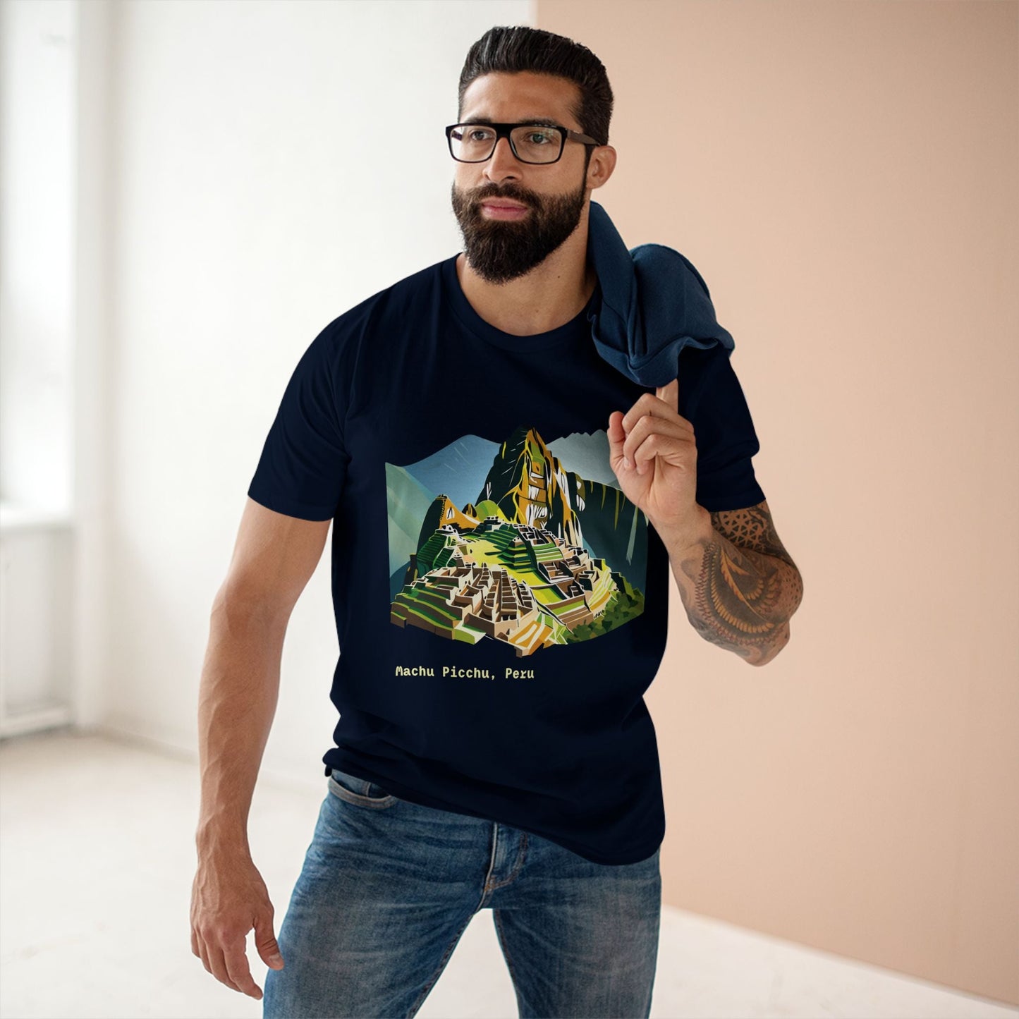 Retro2Nova Machu Picchu Travel Shirt Unisex Art Tee Premium Cotton Staple Tee With Original Design