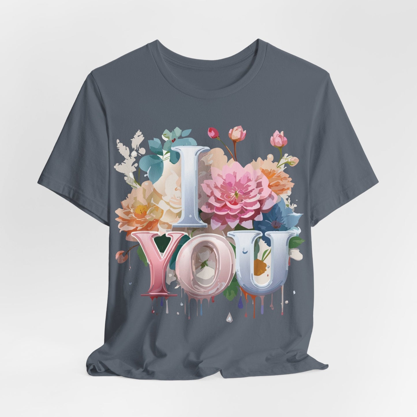 Valentine Day Graphic Unisex 100 Cotton Vintage Artwork with Love and Flower Design Tee 1