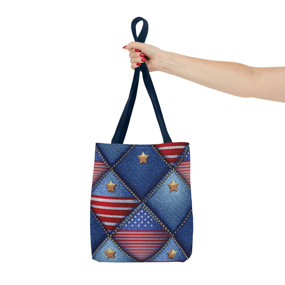 4th of July Graphic Denim Fabric Imitation Print Unisex Canvas Bag Poly Spun 3 Sizes Tote Bag 200-20