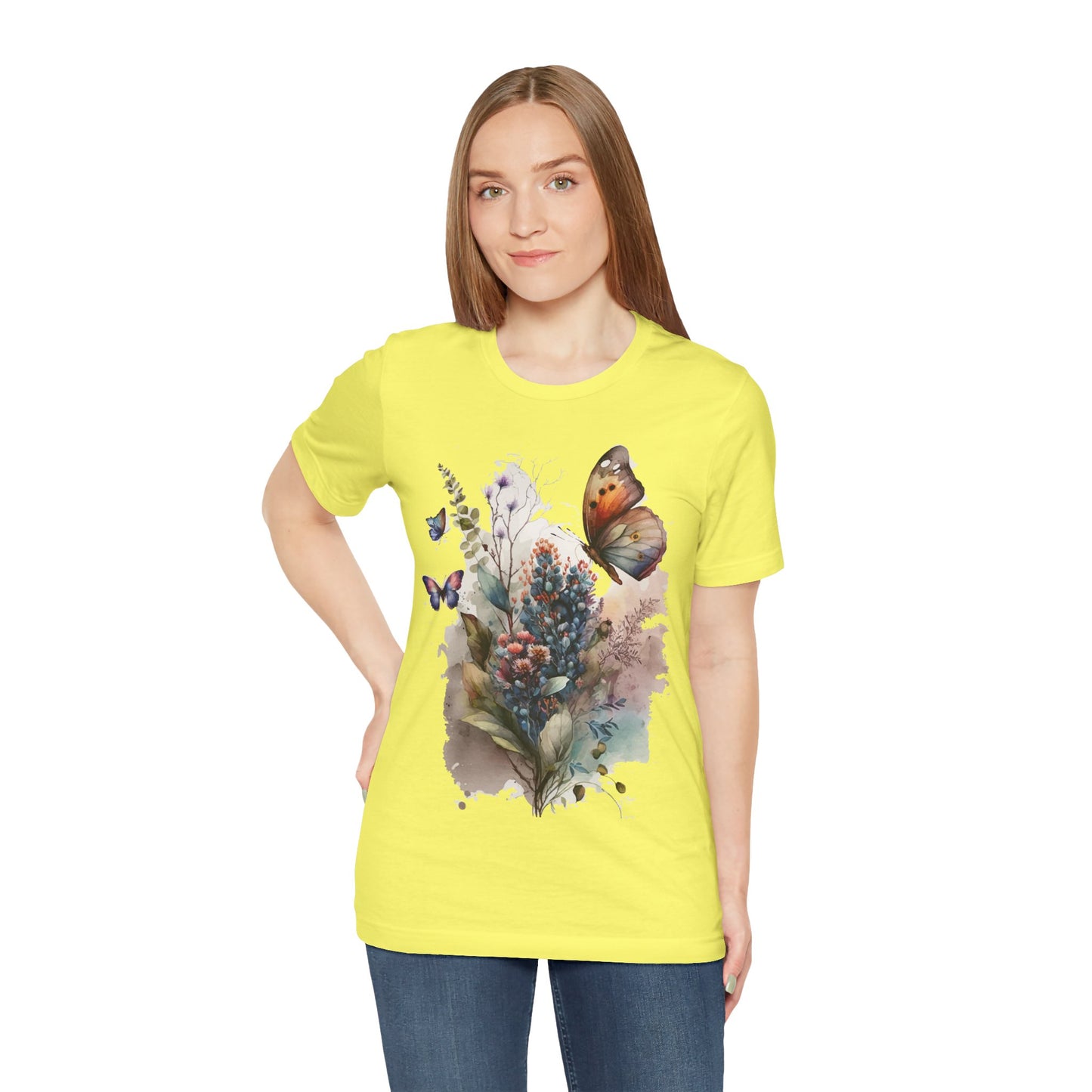 Cotton Tee Shirt with Butterfly Prints