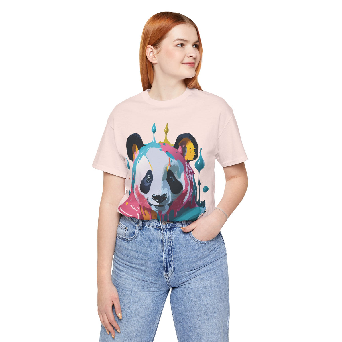 Panda Graphic Unisex Cotton Bella+Canvas Tee with Art Animal Design e142