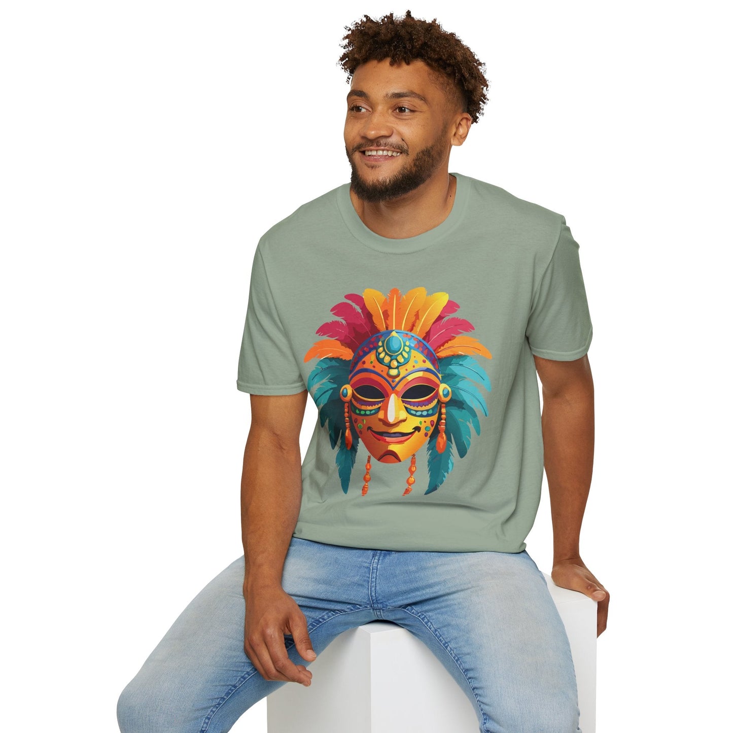 Mask Tee Shirt Unisex Softstyle Gildan 64000 100 Percent Ring Spun Cotton Masquerade Tee