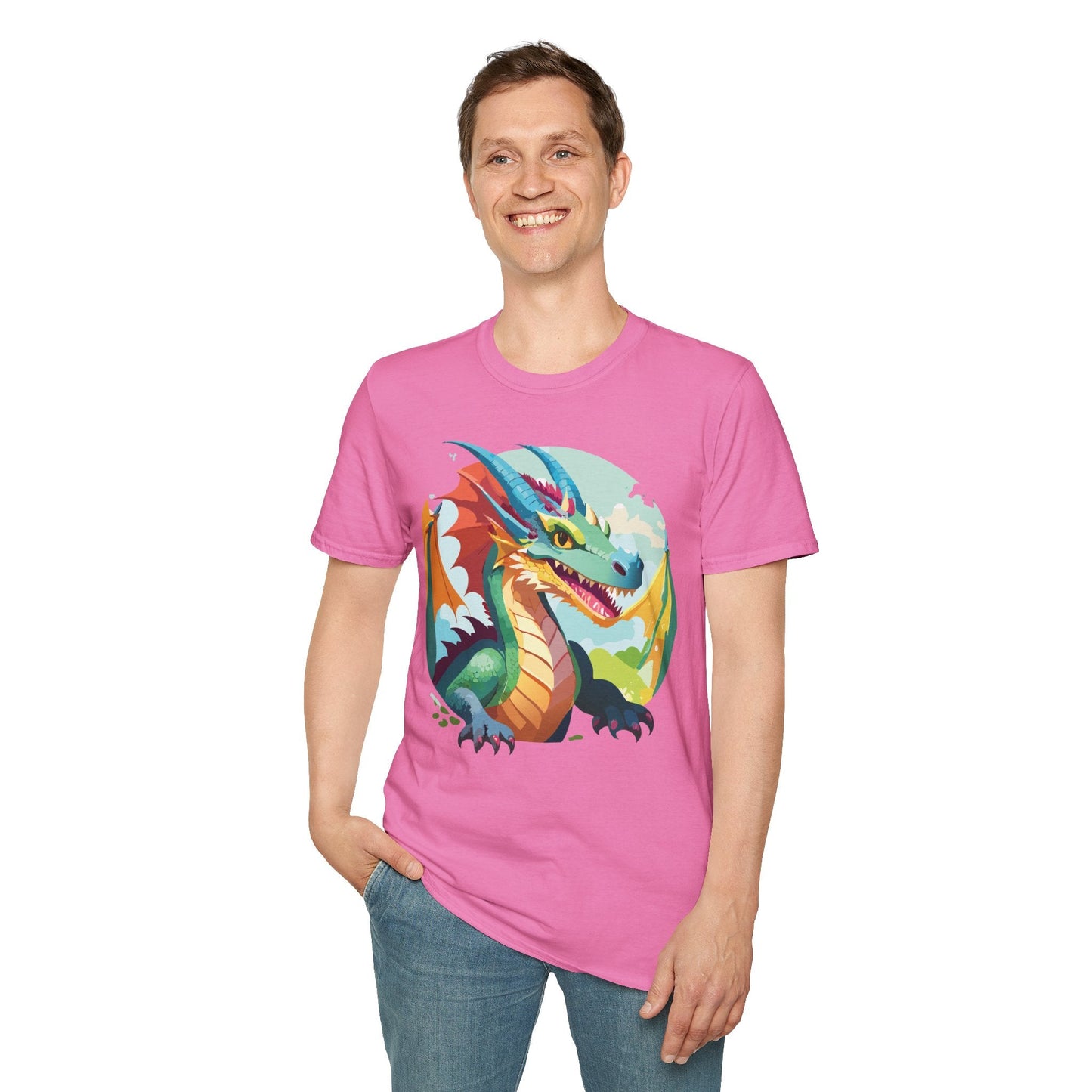 Dragon Graphic Unisex Cotton Softstyle Art Design Tee With Animals 19