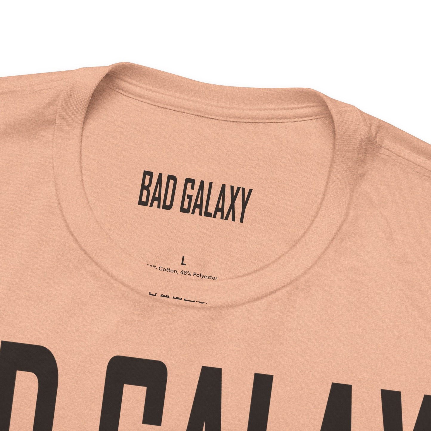 Tee Shirt With Red Stamp Designed And Printed In The USA By Bad Galaxy 100 Percent Cotton