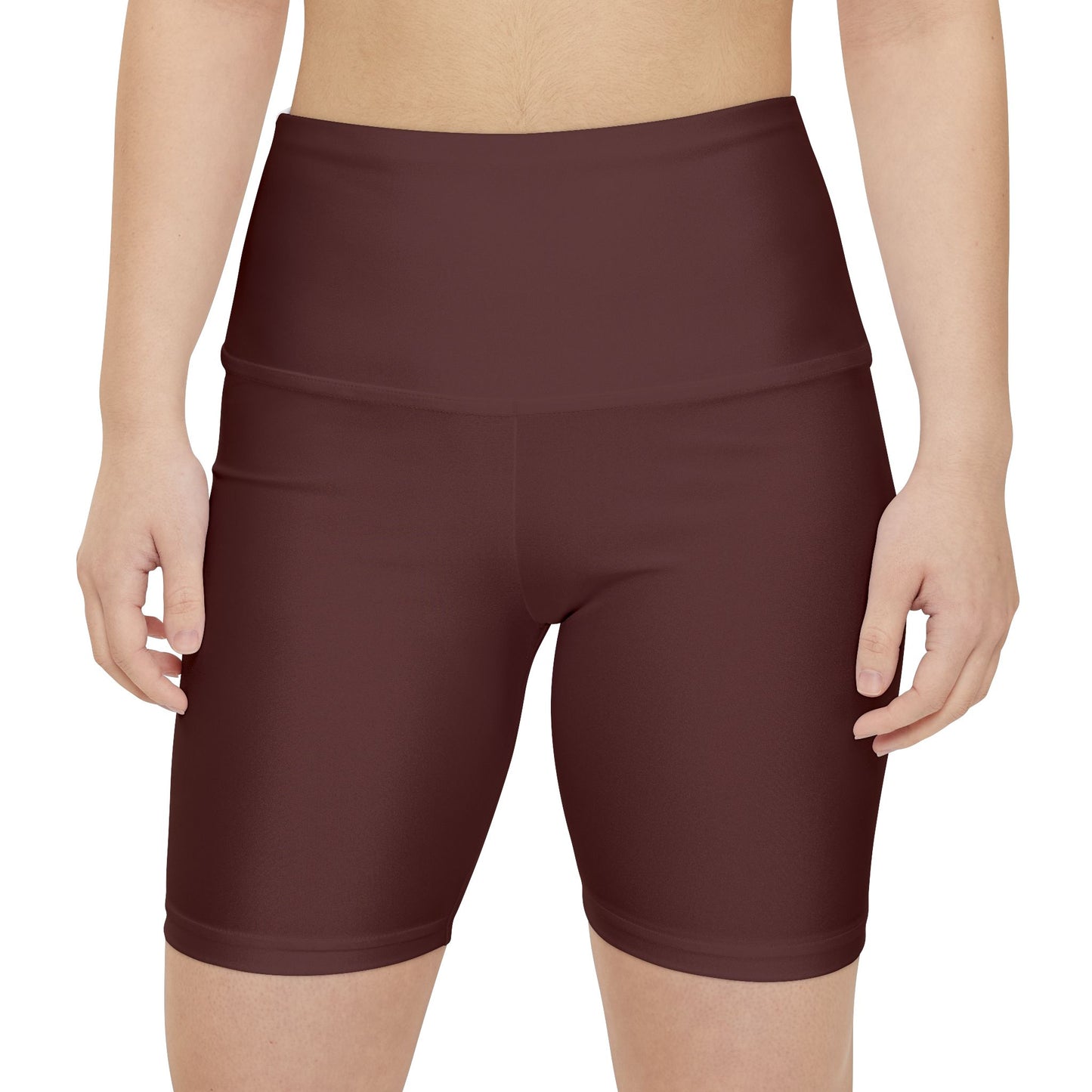 Bordo Espresso Women's High-Waist Workout Shorts — Solid Burgundy Active Biker Shorts
