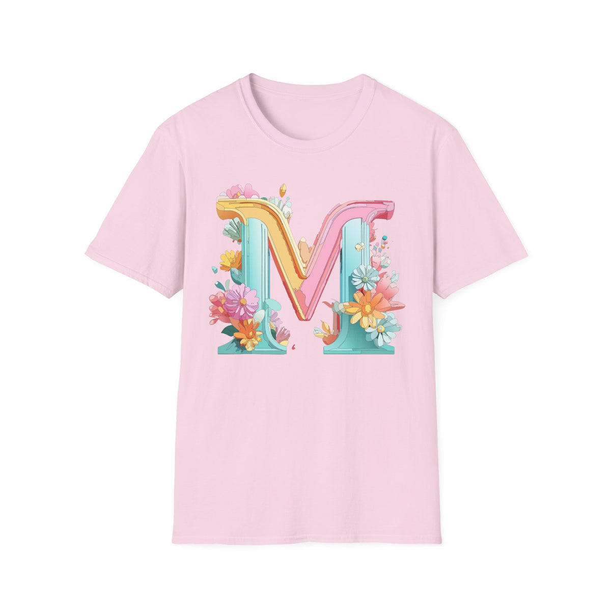 Floral Pastel Letter M T-Shirt | Monogram Initial Tee