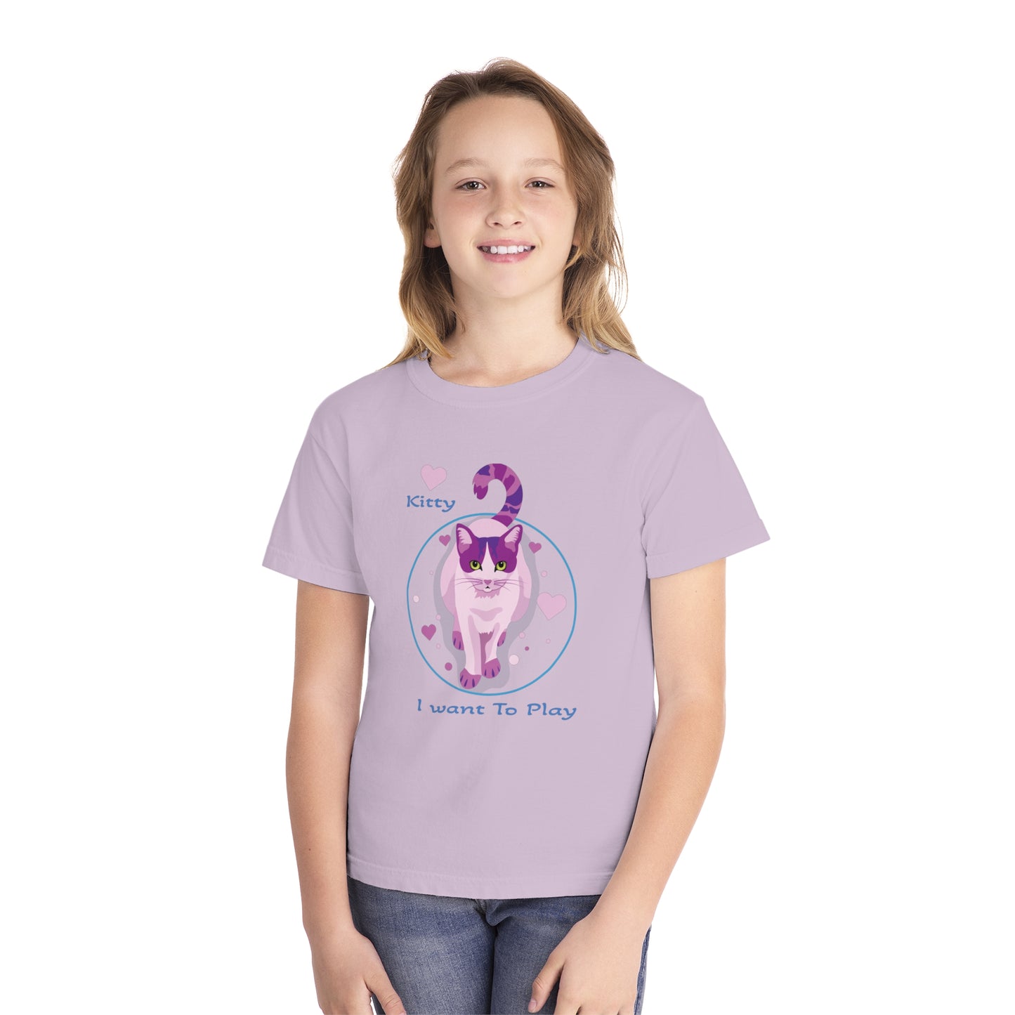 Youth Tee Shirt with Fancy Cat